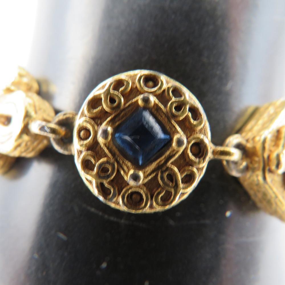 Vintage Gold Tone Multi Color Bead Charm Link Bracelet 7 Inch Ornate Boho - Picture 5 of 11
